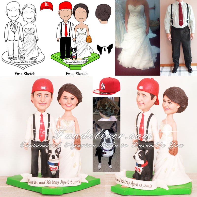 St. Louis Cardinals Baseball Wedding Cake Toppers